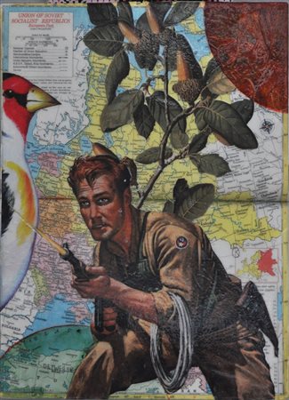 DETWEILER KELLY Keeping Europe Safe, 2012 collage su carta applicata su tela...