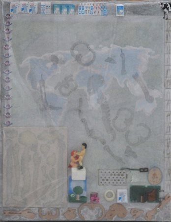 INNOCENTE I credenti, 1988 assemblaggio su tela con congegno a batteria cm....