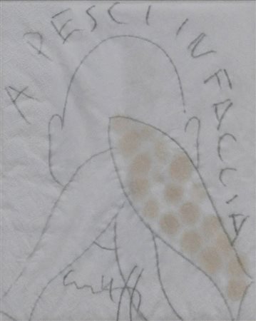 RUFFI GIANNI A pesci in faccia, s.d. matita e acquarello su carta cm. 24x19...