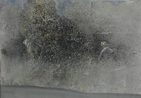 BANCHIERI GIUSEPPE In giardino, 1981 olio su tela cm. 35x50 firma e data sul...