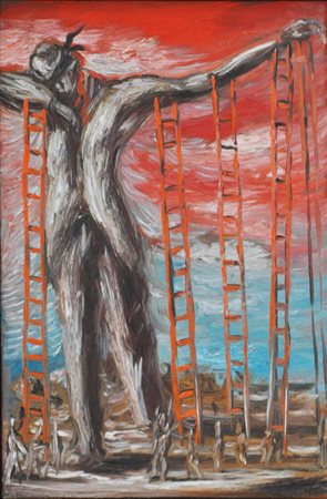 BARNI ROBERTO Humus, 1987 olio su tela cm. 60x40 firma, data e titolo sul...