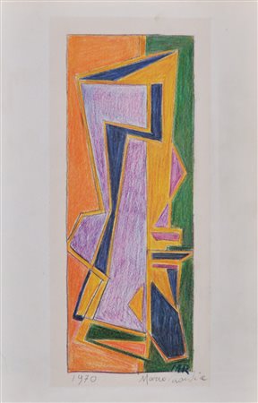 RADICE MARIO Senza titolo, 1970 pastelli su cartoncino cm. 24,5x16 firma in...