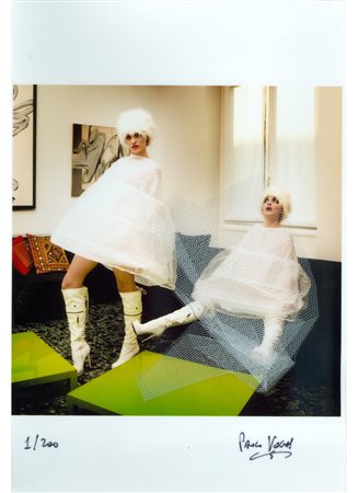 VEGAS PAOLO Senza titolo, s.d. collage su fotografia a colori cm. 29,5x20 es....