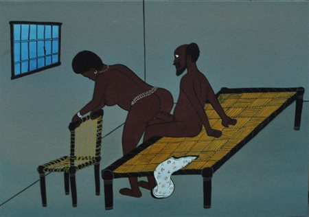 JOHNNY KILAKA Senza titolo, 1998 olio su tela cm. 53x76 firma e data in basso...