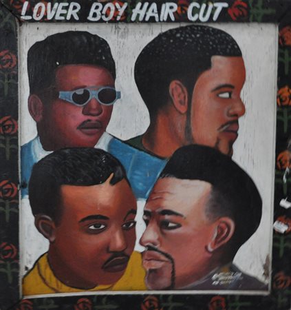 ALMIGHTY GOD Lover Boy Hair Cut, s.d. olio su tavola e su cornice d’artista...