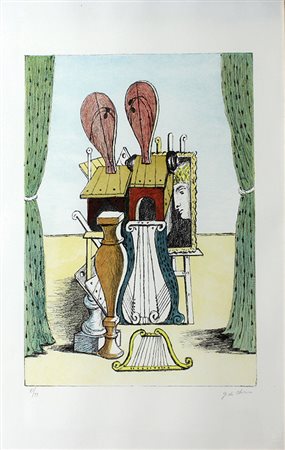 De Chirico Giorgio Le muse della musica, 1973 litografia a 7 colori su carta,...