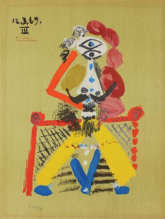 Picasso Pablo Portrait imaginaire, 1969 litografia a colori, cm. 69x50, es....