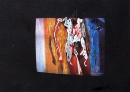 Schifano Mario Televisore fotografia ritoccata, cm. 10x15 firmata al retro,...