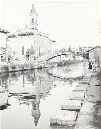 De Biasi Mario Alzaia naviglio grande, anni '50 fotografia vintage print, cm....