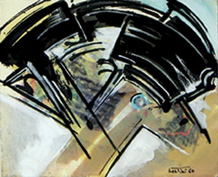 Bertini Gianni Senza Titolo, 1960 tecnica mista su carta, cm 23x29 firmata e...