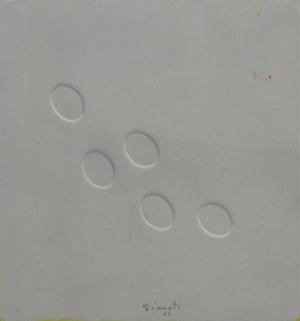 Simeti Turi Bianco, 2007 cinque ovali su cartoncino, cm 20x20 firmato e...