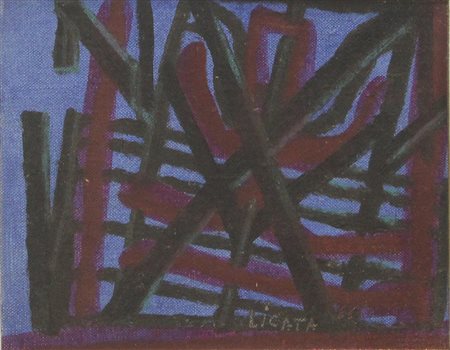 Licata Riccardo Senza titolo, 1966 olio su tela, cm 16x22 firmato e datato in...