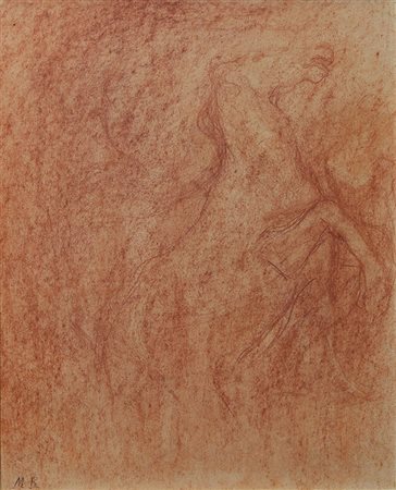 Merello Rubaldo Cavallo sanguigna su carta, cm. 38x29 firmata in basso a...