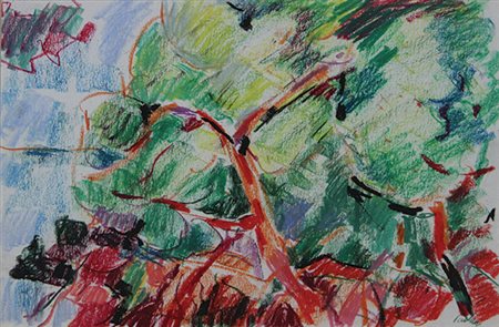 Paulucci Enrico Tronco Rosso, 1970 circa Pastello su carta, cm 24x34 firmato...