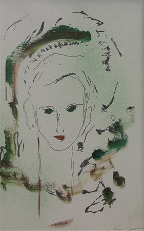 Treccani Ernesto Volto olio su tela, 40x27 firmato in basso a destra