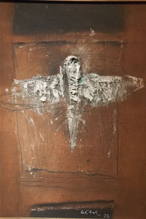 Celiberti Giorgio Senza titolo, 1973 tecnica mista su tela, cm. 70x50 firmato...