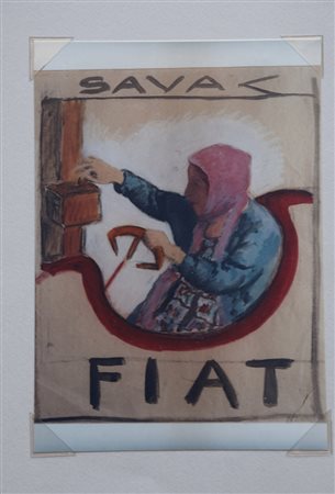 Levi Carlo Fiat, 1930 tecnica mista su carta, cm. 41x37 certificato di...