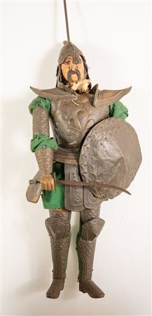 Pupo siciliano in legno, metallo e stoffa, raffigurante Argante della...