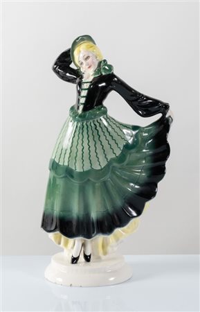 Scultura in maiolica invetriata, raffigurante figura femminile. Manifattura...