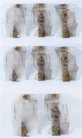 CARLO NASON per Mazzega. Set di 8 lampade da parete in vetro di Murano e...