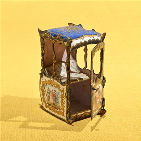 Portantina in bronzo dorato e smalto, Vienna fine XIX secolo