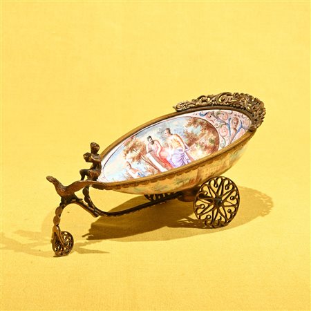 Cocchio in bronzo dorato e smalti, Francia fine del XIX secolo