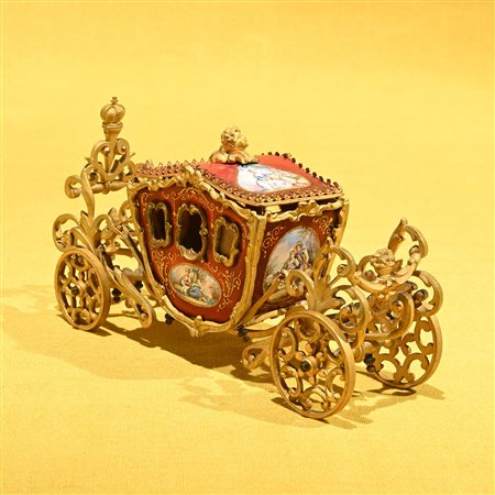 Carrozza in bronzo dorato e smalti, Vienna fine XIX secolo
