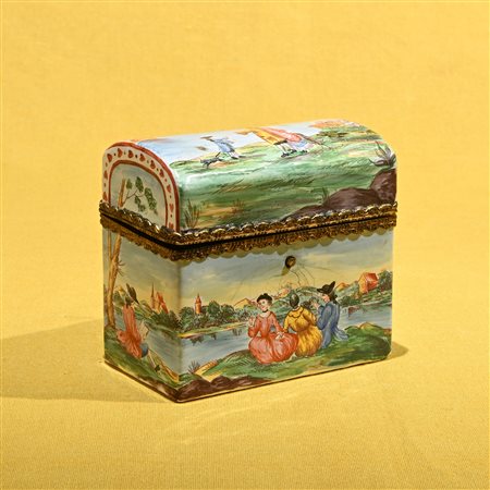 Cofanetto porta essenze in smalto, Francia XVIII secolo