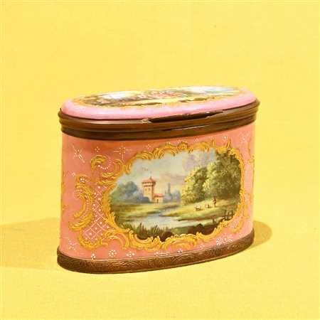 Cofanetto porta the in smalto, Battersea fine del XVIII secolo