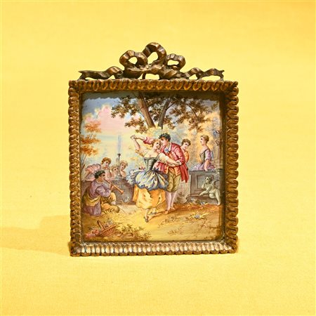 Placca in bronzo dorato e smalto, Vienna XIX secolo