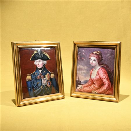 Coppia di placche in smalto, Inghilterra XIX secolo