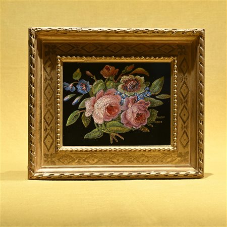 Micromosaico con composizione di fiori, Roma fine del XIX secolo