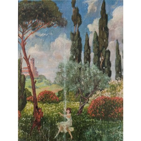 CAMILLO RASMO - LA DANZA DEL DIAVOLO 41X31.5 OLIO SU TAVOLA. SENZA FIRMA