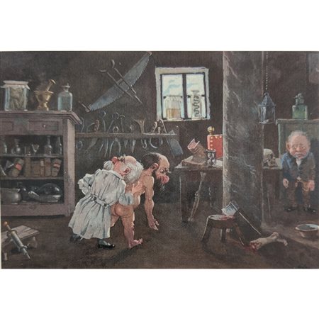 CAMILLO RASMO - DOTTOR GNOMO 21.5X31 OLIO SU TAVOLA