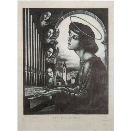 WOLF DARIO - SANTA CECILIA 60X80 ACQUAFORTE IN ACCIAIO. ESEMPLARE 33/100