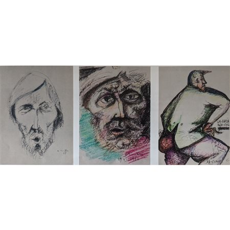 WINKLER OTHMAR - NR. 3 OPERE - VOLTO MASCHILE CON BARBA 20X15 CHINA SU CARTA...