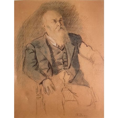 BEZZI BARTOLOMEO - RITRATTO MASCHILE 49X37 PASTELLI SU CARTA