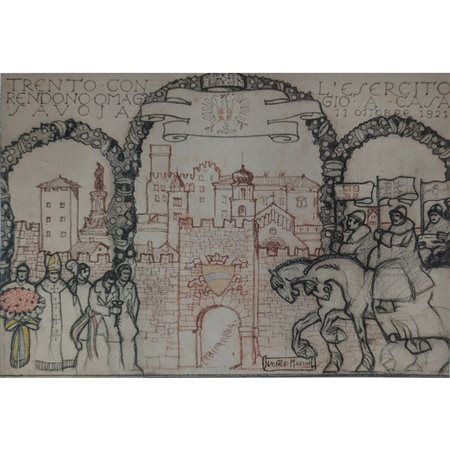 MARINI GIACOMO WENTER - TRENTO CON L'ESERCITO RENDONO OMAGGIO A CASA SAVOJA...