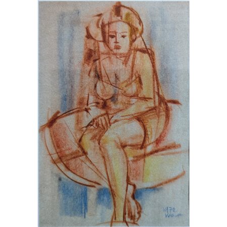 WOLF REMO - NUDO DI DONNA 48X32 PASTELLI SU CARTA (1973)