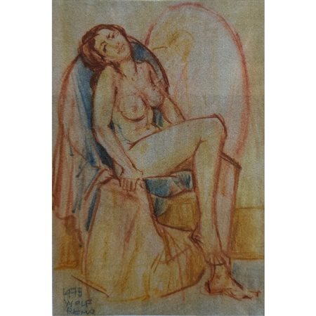 WOLF REMO - NUDO DI DONNA 45X30 PASTELLI SU CARTA (1973)