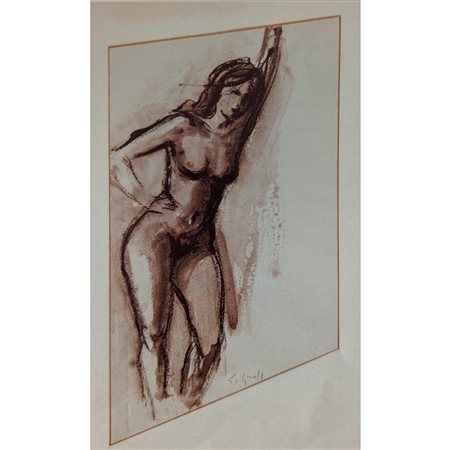GROFF GIUSEPPE - NUDO FEMMINILE 31X17.5 ACQUERELLO SU CARTA