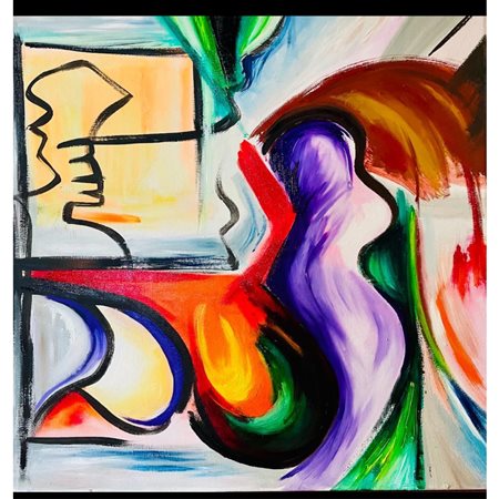 LEVEGHI IRENE - SENZA TITOLO ACRILICO E OLIO SU TELA 50 X 50 (2023)