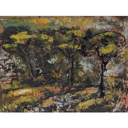 ANONIMO - BOSCO 46.5X61.5 TECNICA MISTA SU CARTONE