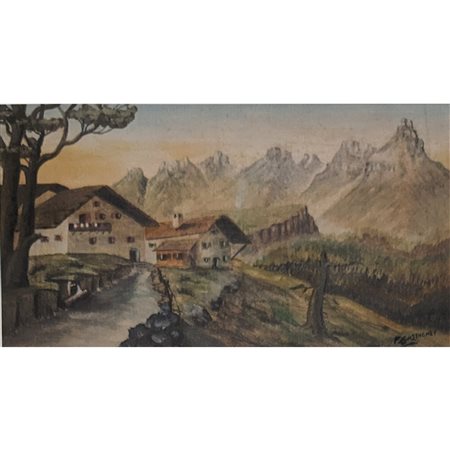 GRZINGHER - DINTORNI DI SAN MARTINO DI CASTROZZA 34X60 OLIO SU TAVOLA