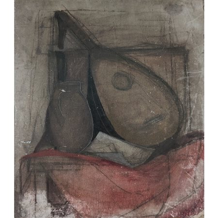 BRAGAGNA MARIO - NATURA MORTA CON MANDOLINO 43.5X38 TECNICA MISTA SU TELA...