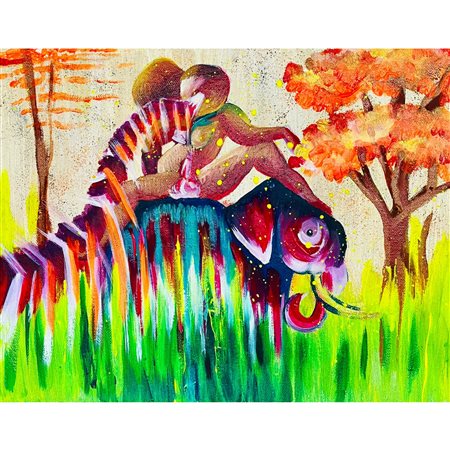 LEVEGHI IRENE - GANESHA ACRILICO E OLIO SU TELA 28 X 35 (2023)