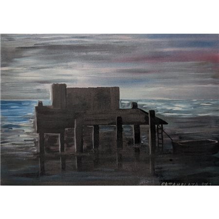 GATTAMELATA GIANFRANCO - SOGGETTO MARINO 50X70 OLIO SU TELA (1972)