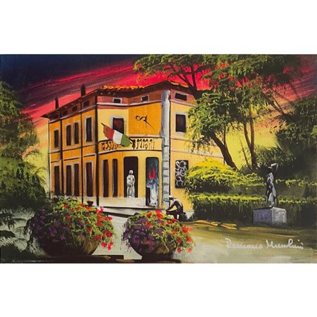 MUSSOLINI ROMANO - PALAZZO SIGNORILE 40X60 ACRILICO SU TELA