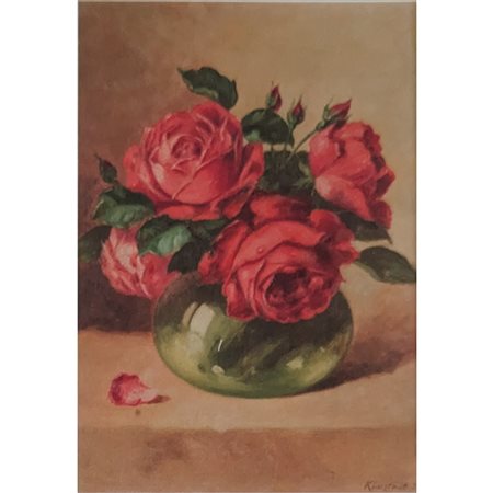 ANONIMO - VASO DI ROSE 35X25.5 OLIO SU CARTONE (KIMSTADT 1935)