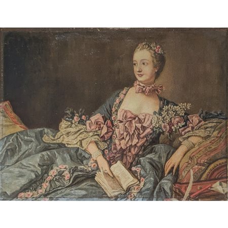 ANONIMO - DA FRANCOIS BOUCHER: RITRATTO DI MADAME DE POMPIDOUR 39X54 OLIO SU...